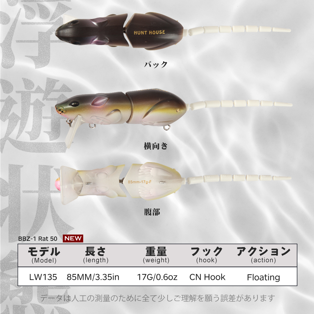 Hunthouse BBZ-1 Rat Fishing Lu - Fishing Lure Popper ulasan dan harga